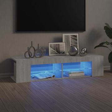 Vidaxl vidaXL TV omarica z LED osvetlitvijo, siva, hrast sonoma, 135x39x30 cm