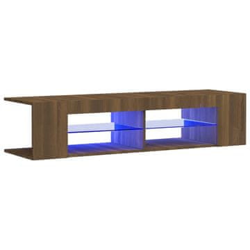 Vidaxl TV omarica z LED lučkami rjavi hrast 135x39x30 cm