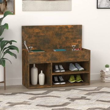 Vidaxl vidaXL Klop s prostorom za čevlje dimljen hrast 80x30x45 cm