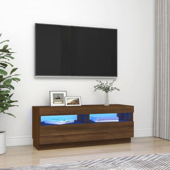 Vidaxl TV omarica z LED lučkami rjavi hrast 100x35x40 cm