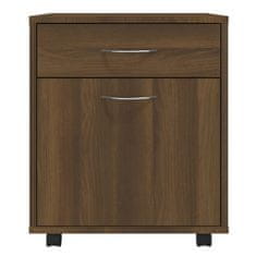 Vidaxl Omarica na kolesih rjav hrast 45x38x54 cm konstruiran les