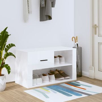 Vidaxl vidaXL Omarica za čevlje visok sijaj bela 80x35x45 cm