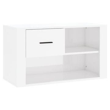 Vidaxl Omarica za čevlje visok sijaj bela 80x35x45 cm inženirski les