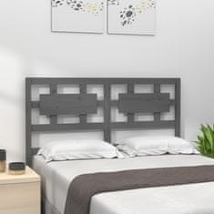 Vidaxl Posteljno vzglavje sivo 125,5x4x100 cm trdna borovina