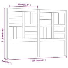 Greatstore Posteljno vzglavje črno 126x4x104 cm trdna borovina