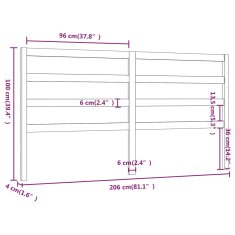 Vidaxl Posteljno vzglavje črno 206x4x100 cm trdna borovina
