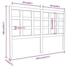 Vidaxl Posteljno vzglavje sivo 145,5x4x100 cm trdna borovina