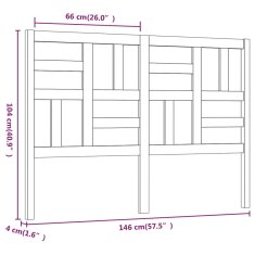Vidaxl Posteljno vzglavje sivo 146x4x104 cm trdna borovina