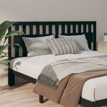 Vidaxl vidaXL Vzglavje postelje črno 125,5x4x100 cm masivni borov les
