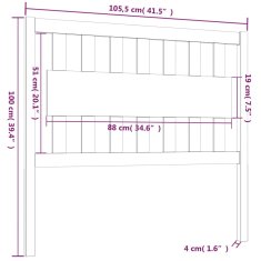 Vidaxl Posteljno vzglavje sivo 105,5x4x100 cm trdna borovina