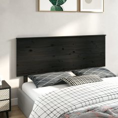Vidaxl Posteljno vzglavje črno 164x6x82,5 cm trdna borovina