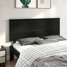 Vidaxl Posteljno vzglavje črno 164x6x82,5 cm trdna borovina