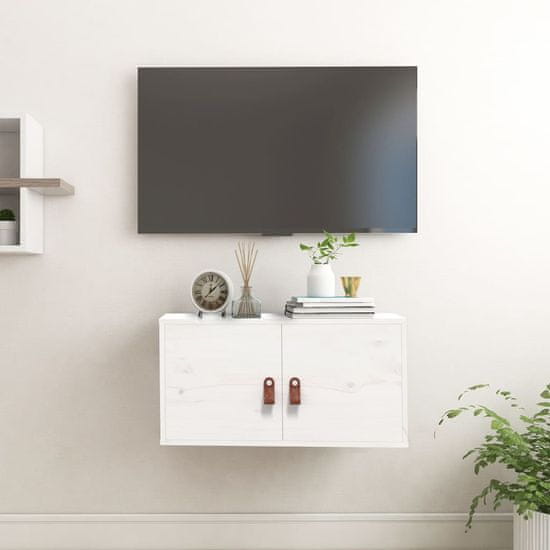 Vidaxl Stenska omarica bela 60x30x30 cm trdna borovina