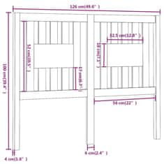 Vidaxl Vzglavna sivo 126x4x100 cm trdna borovina