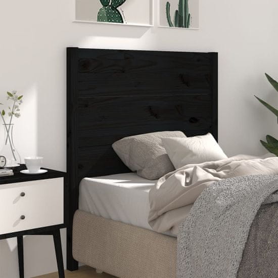 Vidaxl Vzglavna črno 81x4x100 cm trdna borovina