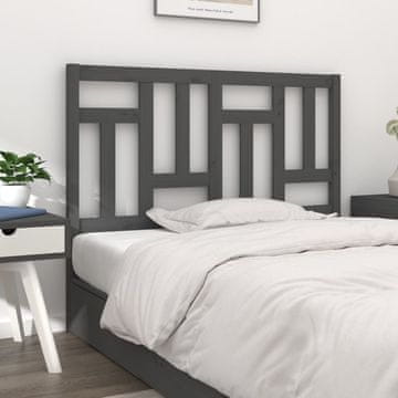 Vidaxl vidaXL Vzglavje postelje, sivo, 205,5 x 4 x 100 cm, masiven borov les