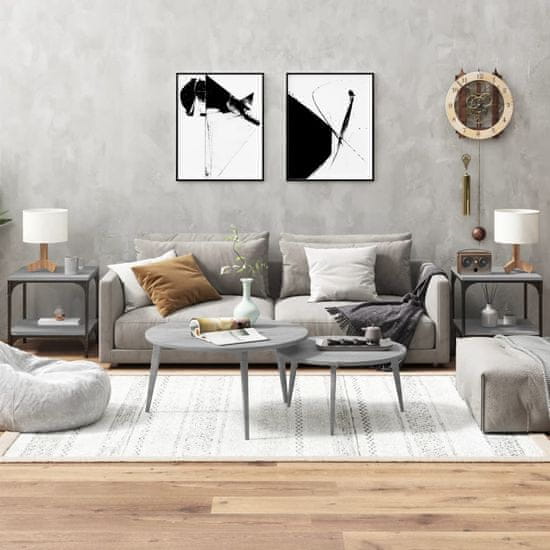 Vidaxl Stranska mizica 2 kosa siva sonoma 40x40x40 cm inženirski les