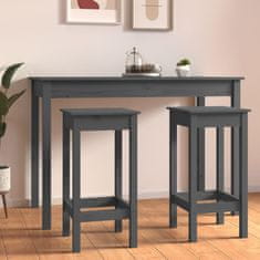 Vidaxl Barski stol 2 kosa sivi 40x40x78 cm trdna borovina