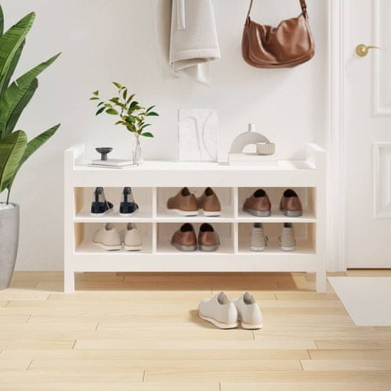 Vidaxl Klop za predsobo bela 110x40x60 cm trdna borovina