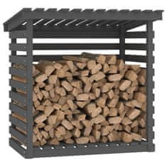 Vidaxl Stojalo za drva sivo 108x73x108 cm trdna borovina