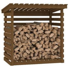 Vidaxl Stojalo za drva medeno rjavo 108x73x108 cm trdna borovina
