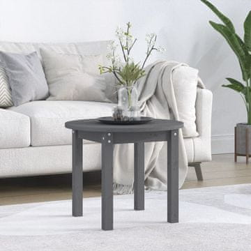 Greatstore Klubska mizica siva Ø 55x45 cm trdna borovina