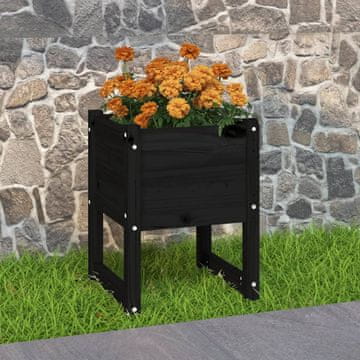 Vidaxl vidaXL Rožno korito, črno, 40x40x52,5 cm, masivni borov les