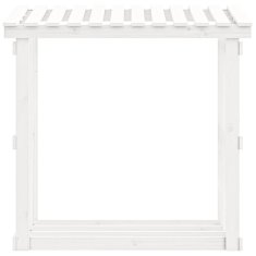 Vidaxl Stojalo za drva belo 108x64,5x109 cm trdna borovina