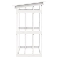 Vidaxl Stojalo za drva belo 108x64,5x109 cm trdna borovina