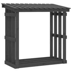 Vidaxl Stojalo za drva sivo 108x64,5x109 cm trdna borovina