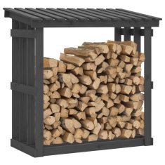 Vidaxl Stojalo za drva sivo 108x64,5x109 cm trdna borovina