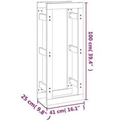 Vidaxl Stojalo za drva črno 41x25x100 cm trdna borovina