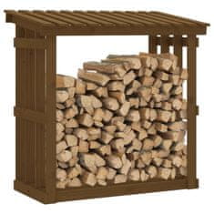 Vidaxl Stojalo za drva medeno rjavo 108x64,5x109 cm trdna borovina