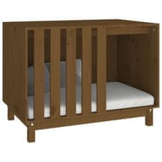 Vidaxl Pasja uta medeno rjava 90x60x67 cm trdna borovina
