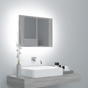 Vidaxl vidaXL Kopalniška omarica z ogledalom, siva, hrast sonoma, 60x12x45 cm
