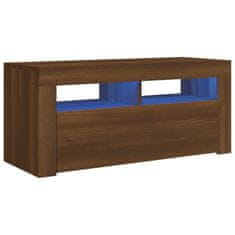 Vidaxl TV omarica z LED lučkami rjavi hrast 90x35x40 cm