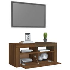 Vidaxl TV omarica z LED lučkami rjavi hrast 90x35x40 cm