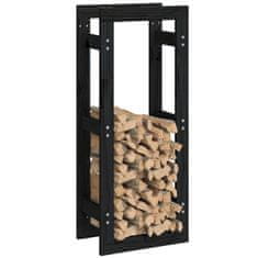 Vidaxl Stojalo za drva črno 41x25x100 cm trdna borovina