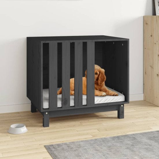 Vidaxl Pasja uta siva 70x50x62 cm trdna borovina