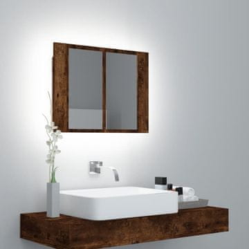 Vidaxl vidaXL Kopalniška omarica z ogledalom dimljen hrast 60x12x45 cm