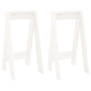 Vidaxl Stolček 2 kosa bele barve 40x40x75 cm trdna borovina