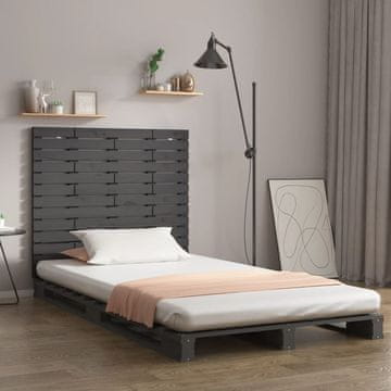 Vidaxl vidaXL Vzglavje postelje sivo 126x3x91,5 cm masivni borov les