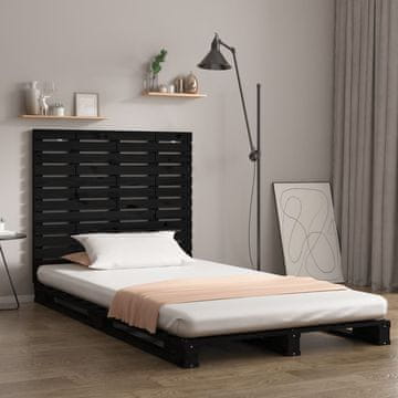 Vidaxl vidaXL Vzglavje postelje črno 146x3x91,5 cm masivni borov les
