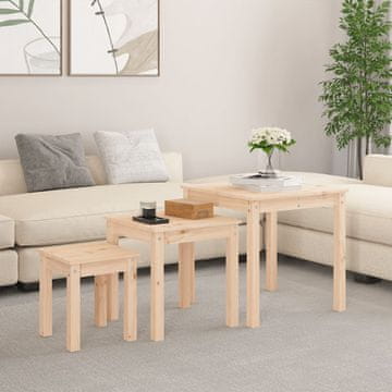 Vidaxl vidaXL 3-delni paket miz z utori iz masivnega borovega lesa