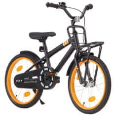 shumee Otroško kolo s prednjim prtljažnikom 18" črno in oranžno