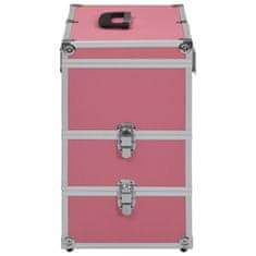 Greatstore Kovček za ličila 37x24x40 cm roza aluminij