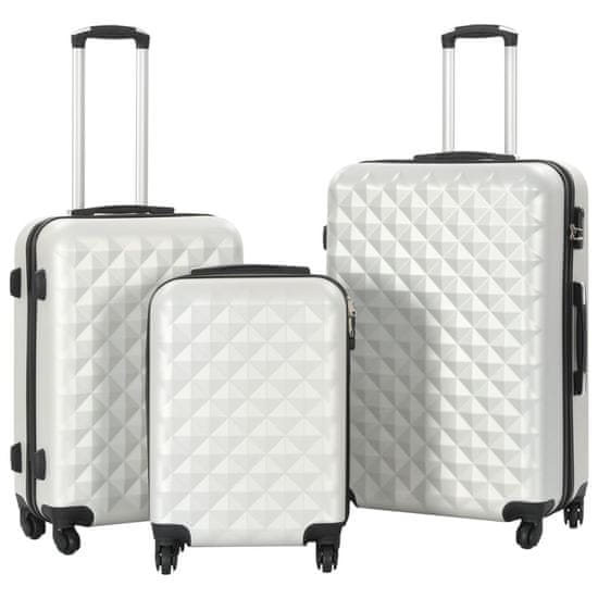 Greatstore Trdi potovalni kovčki 3 kosi svetlo srebrni ABS