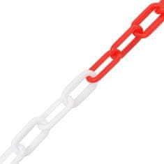 Vidaxl Opozorilna veriga rdeča in bela 100 m Ø4 mm plastika