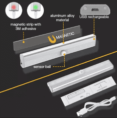 Mormark Smart LED luč svetilka s senzorjem gibanja s magnetnim pritrdilni trakom, samodejni vklop in izklop - LUMICOM