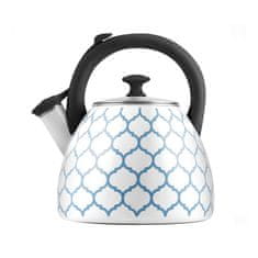 H&H LIFESTYLE Čajnik emaj 2,5l Geometric / modro-bel / indukcija / emajl